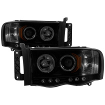 Ram 1500-3500 02-05 Strålkastare Projektor - LED Halo Svarta Röktonade Spyder Auto